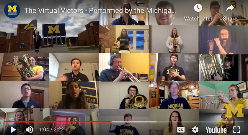 Youtube still of the marching band performing The Victors