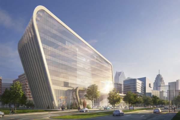 A rendering of the future building for the Detroit Center for Innovation